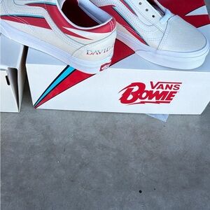 Vans Cream and Red Bowie Sneakers